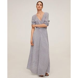 Mango Silver Pleated Long Dress